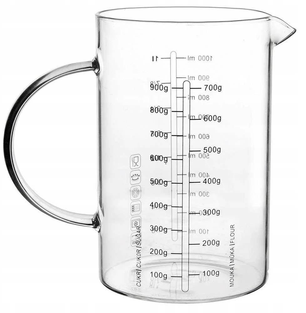 Excellent Houseware Küchenmessbecher Messbecher Messkanne aus Glas 1 L