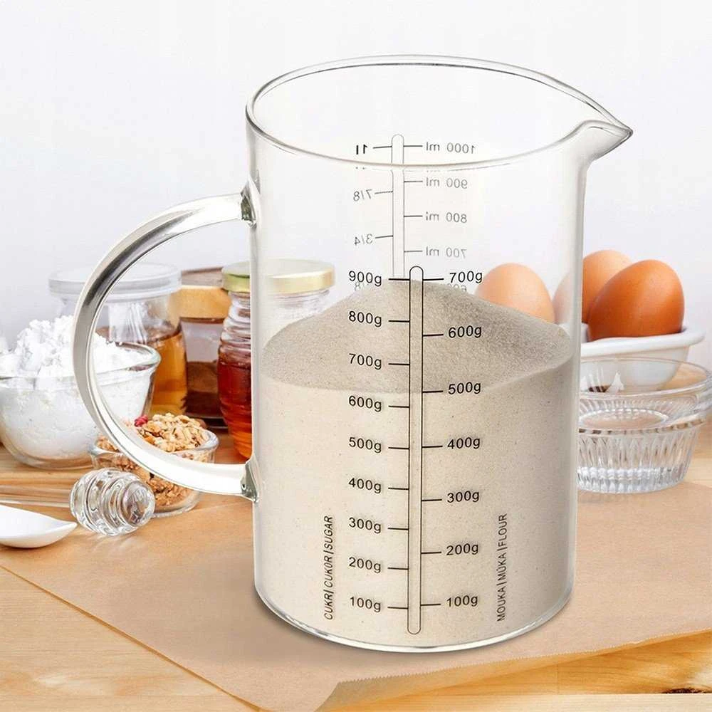 Excellent Houseware Küchenmessbecher Messbecher Messkanne aus Glas 1 L