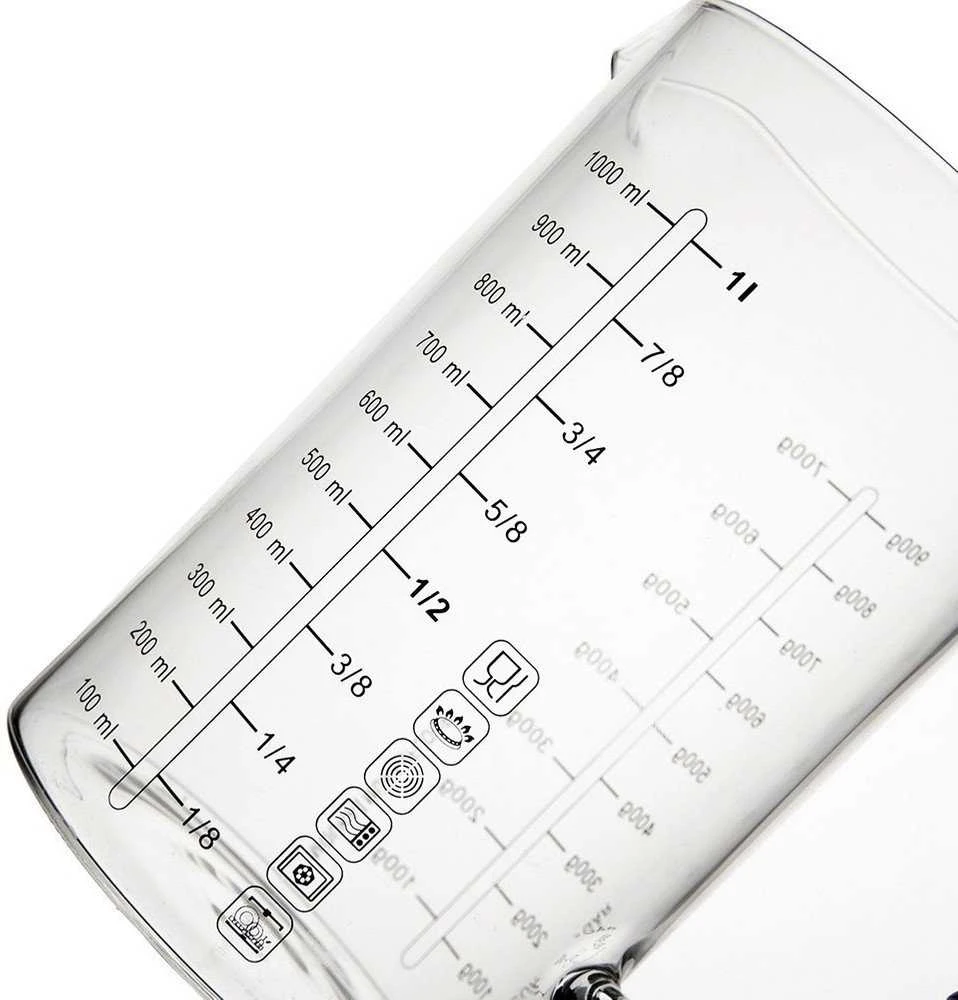 Excellent Houseware Küchenmessbecher Messbecher Messkanne aus Glas 1 L