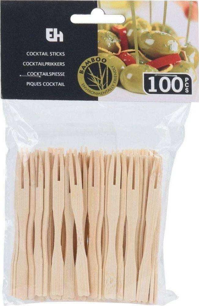 Excellent Houseware Užkandžių šakutės bambukinė 100 vnt.