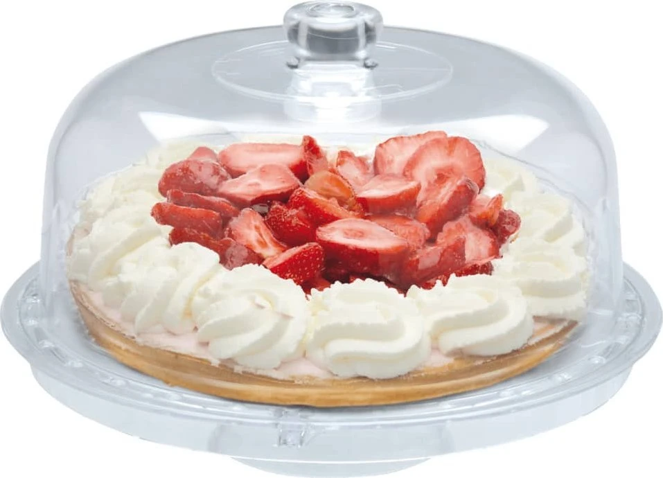 Excellent Houseware Daugiafunkcinė lėkštė tortams su plastikiniu dangteliu