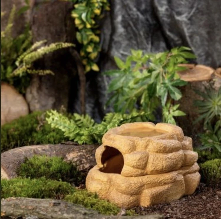 Exo Terra Big Rock, kryjówka su miską, do terrarium, keramikinė, M, 15x18x11 cm, 75 ml