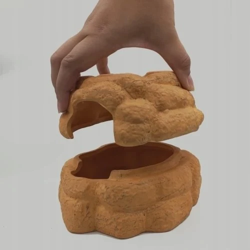 Exo Terra Big Rock, kryjówka su miską, do terrarium, keramikinė, M, 15x18x11 cm, 75 ml