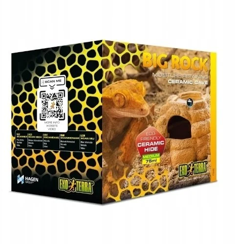 Exo Terra Big Rock, kryjówka su miską, do terrarium, keramikinė, M, 15x18x11 cm, 75 ml