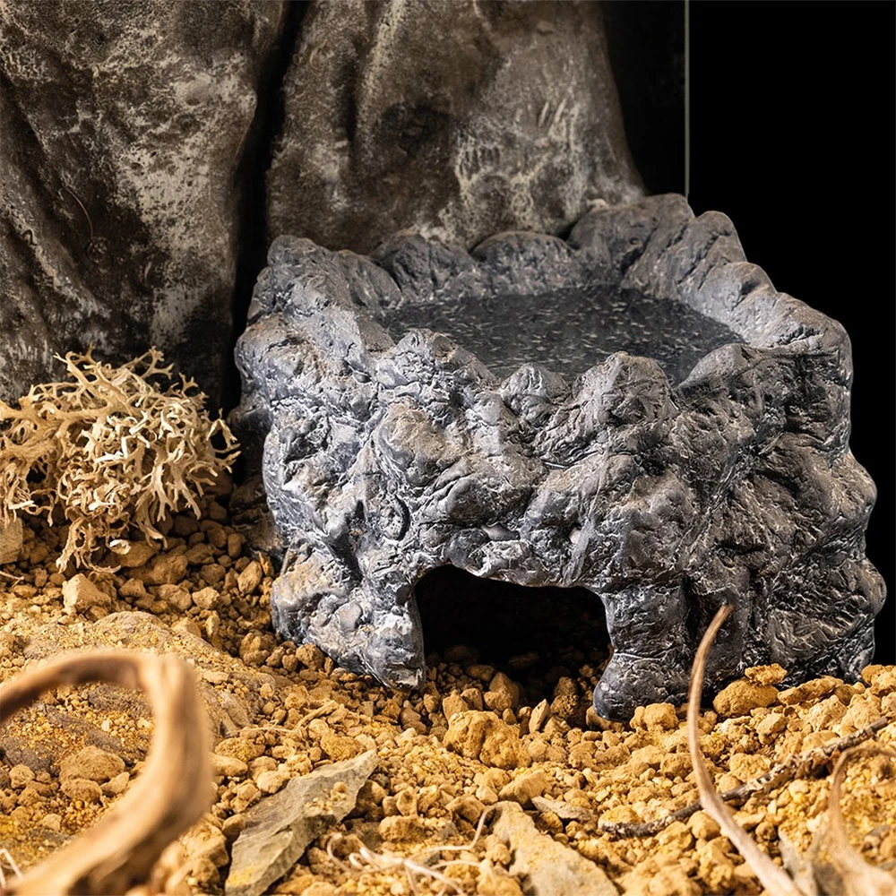 Exo Terra Wet Rock, slėptuvė su dubeniu, terariumui, keraminė, M, 18x13x9,5 cm, 130 ml, kampinė