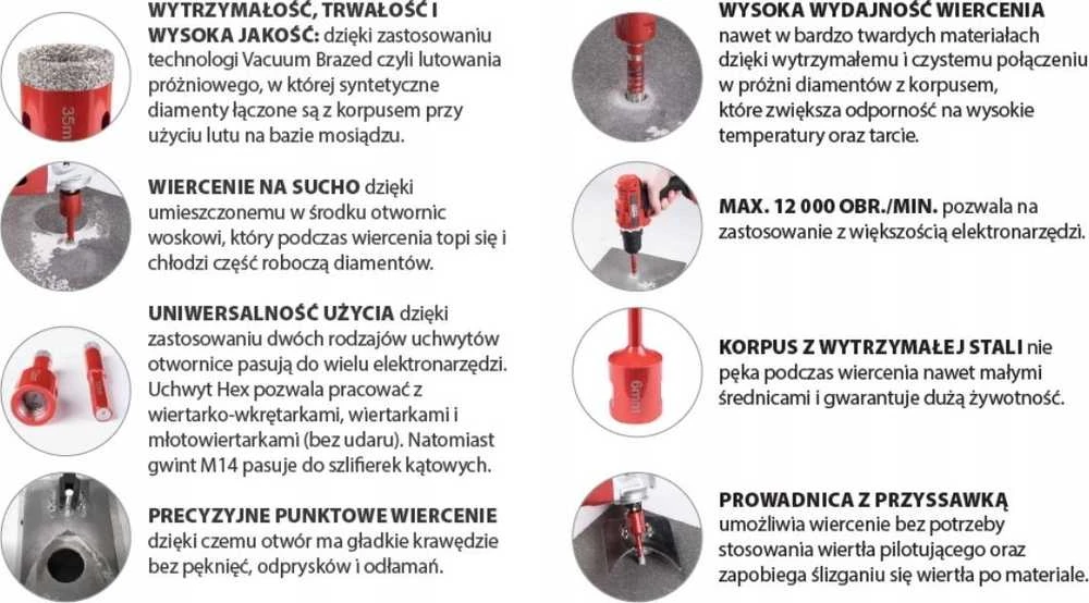 Modeco EXPERT 35 mm deimantinis skylių pjūklas | m14| max 12000 aps./min [Ekspertas] - 1 vnt
