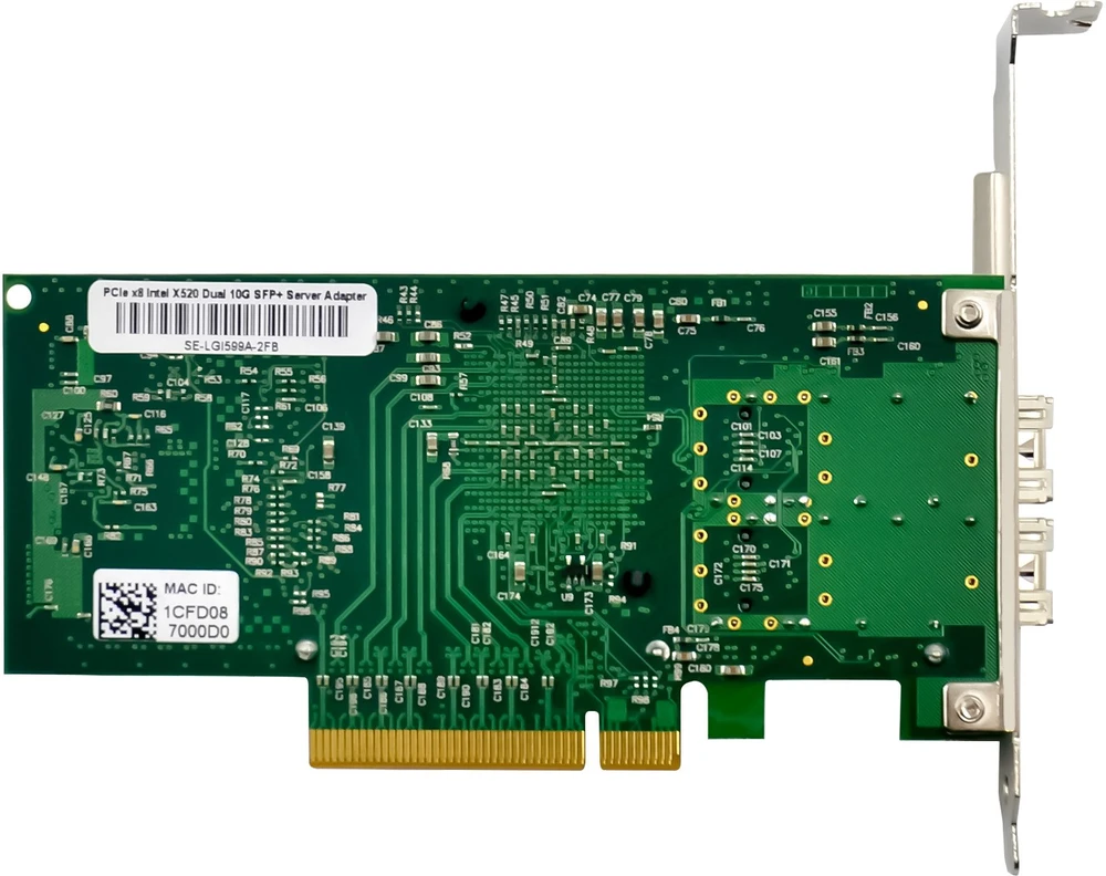 Exsys „InLine®“ dvigubas 10 gigabitų tinklo adapteris, 2x SFP+, PCIe x8, įskaitant žemo profilio pagrindinę plokštę