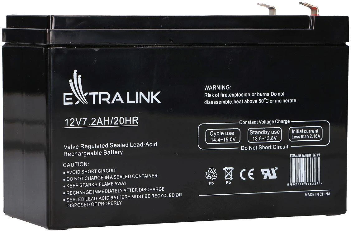 „Extralink“ akumuliatorius AGM 12 V 7,2 Ah 7 Ah nereikalaujantis priežiūros