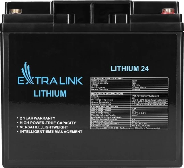 Akumuliatorius Extralink LiFePO4 24AH 12.8V, BMS