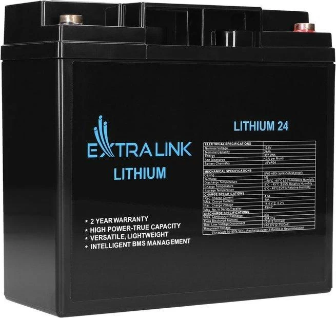 Akumuliatorius Extralink LiFePO4 24AH 12.8V, BMS