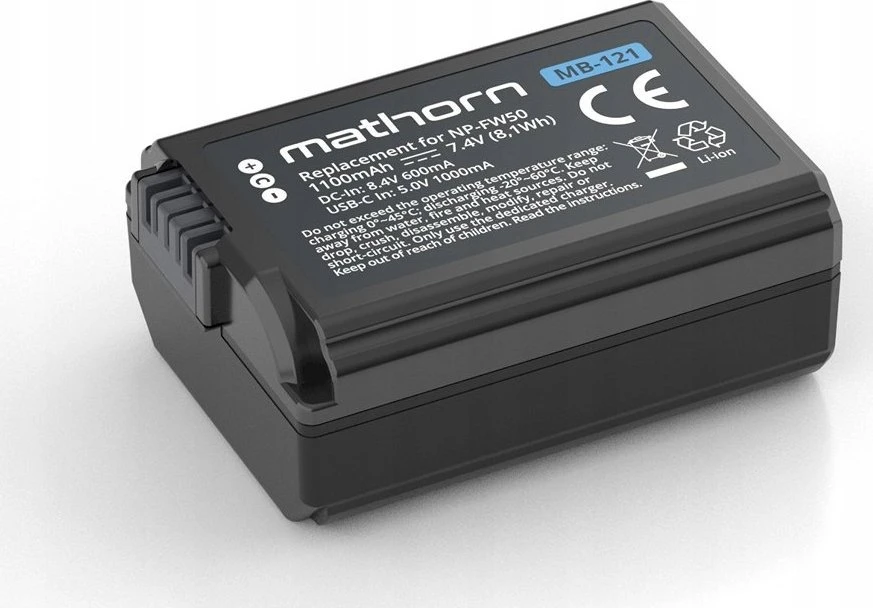 „ExtraLink“ akumuliatorius Mathorn MB-121 1100 mAh USB-C pakaitinis NP-FW50