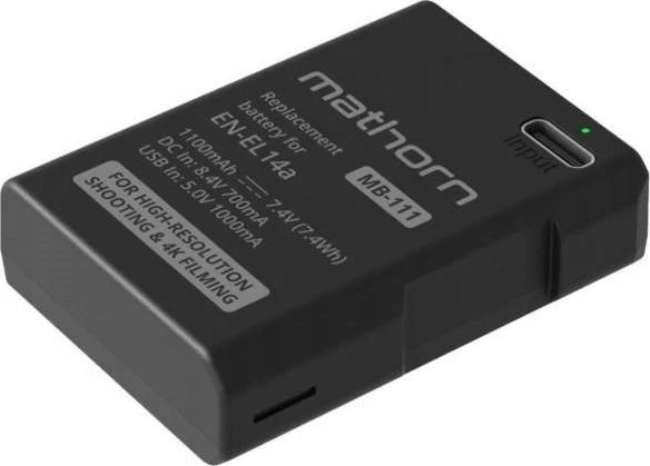ExtraLink baterija Mathorn MB-111 baterija 1100mAh USB-C keitimas EN-EL14a
