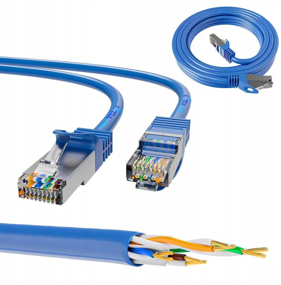 Extralink Cat.8.1 S/FTP 0.5m 40G Mėlyna | LAN pataisos laidas | Varinis vytos poros tinklo kabelis