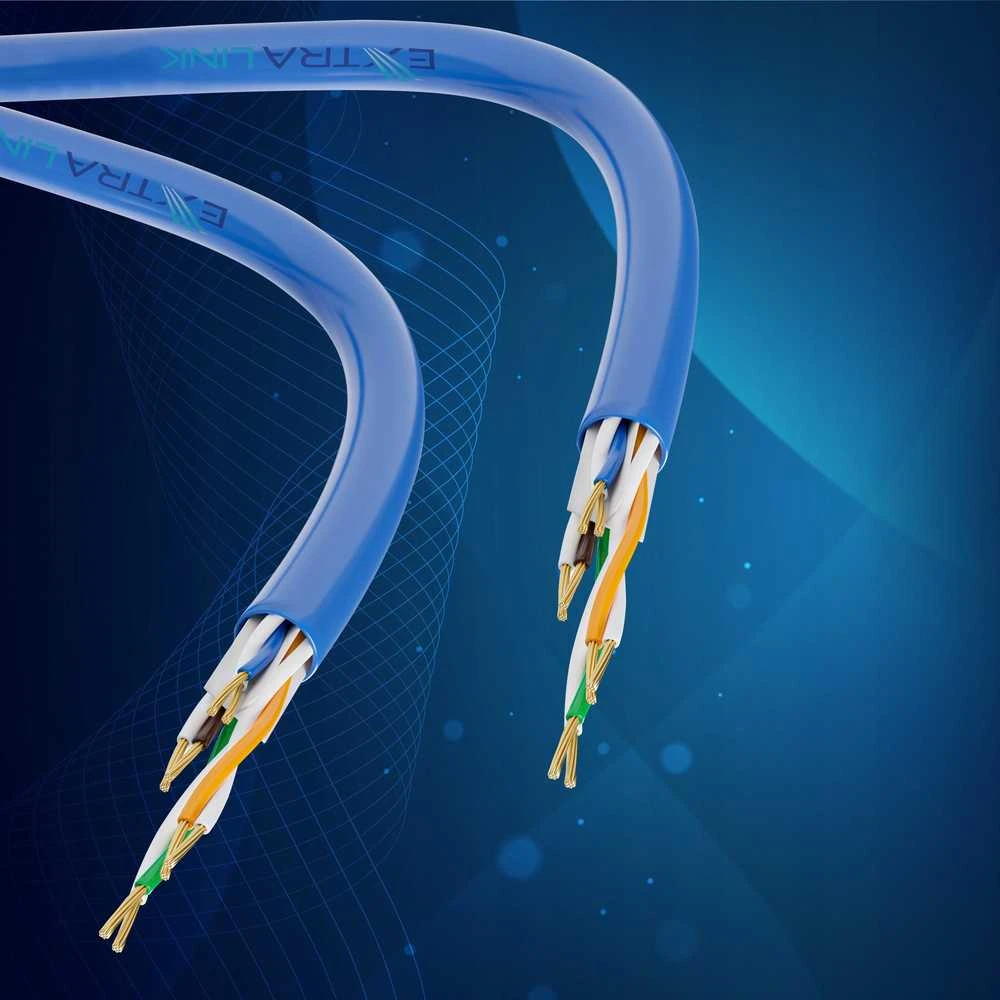 Extralink Cat.8.1 S/FTP 0.5m 40G Mėlyna | LAN pataisos laidas | Varinis vytos poros tinklo kabelis