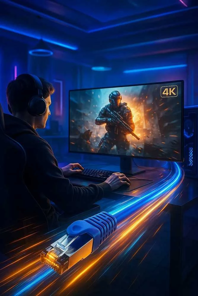 Extralink Cat.8.1 S/FTP 0.5m 40G Mėlyna | LAN pataisos laidas | Varinis vytos poros tinklo kabelis