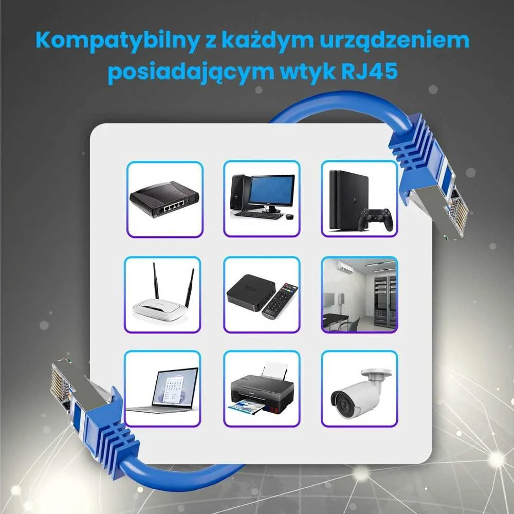 Extralink Cat.8.1 S/FTP 1m 40G Mėlyna | LAN pataisos laidas | Varinis vytos poros tinklo kabelis