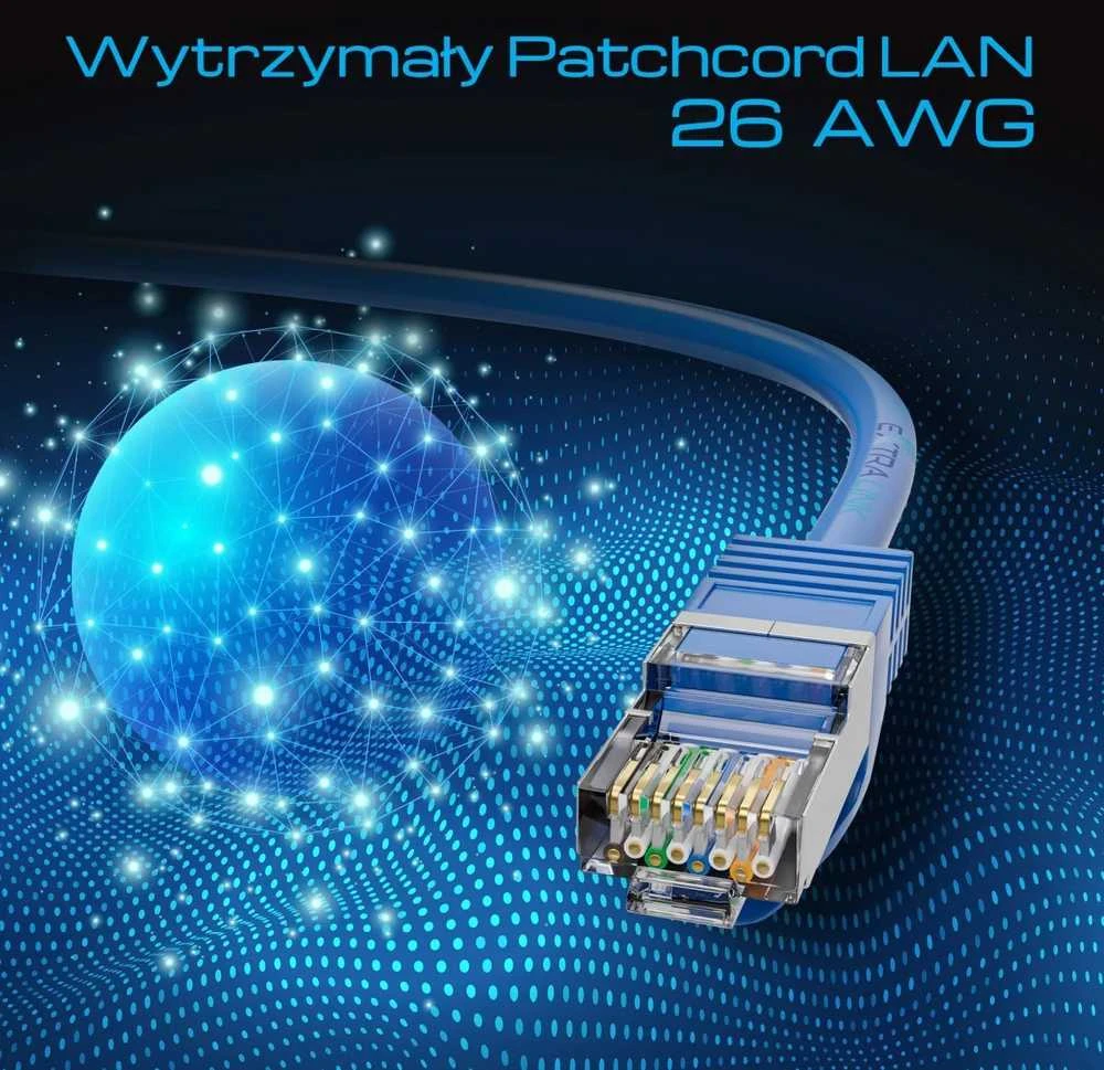 Extralink Cat.8.1 S/FTP 1m 40G Mėlyna | LAN pataisos laidas | Varinis vytos poros tinklo kabelis