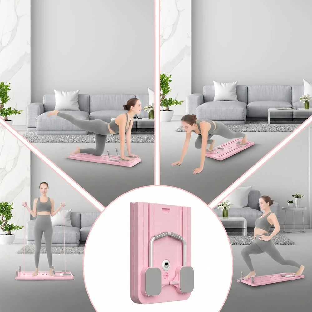 Extralink DESKA DO PILATESU RÓZOWA REFORMER DO CWICZEN BRZUCHA POMPKI
