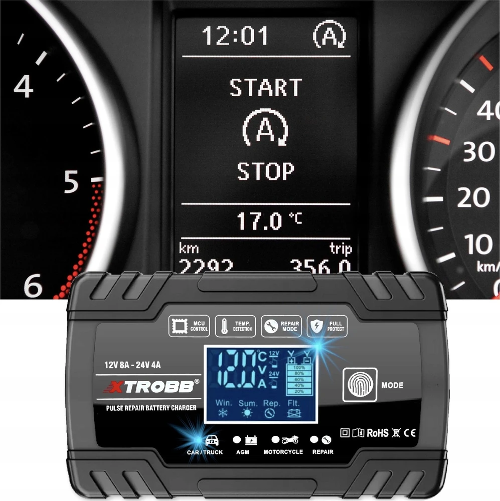 Extralink | Automatinis lygintuvas | skirta 12/24V 8A mėlyna baterijai