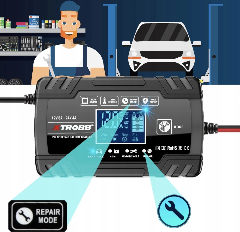Extralink | Automatinis lygintuvas | skirta 12/24V 8A mėlyna baterijai