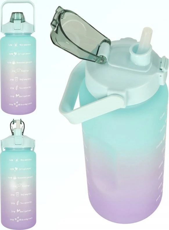 Gertuvė Extralink Motivational Bottle, Vanduo Bottle, 2000ml, Žalias-Violetinė, BUT-190