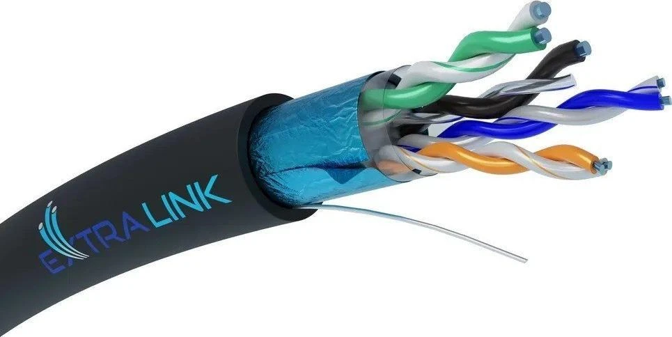 EXTRALINK CAT5E FTP F/UTP lauko vytos poros su geliu 305m