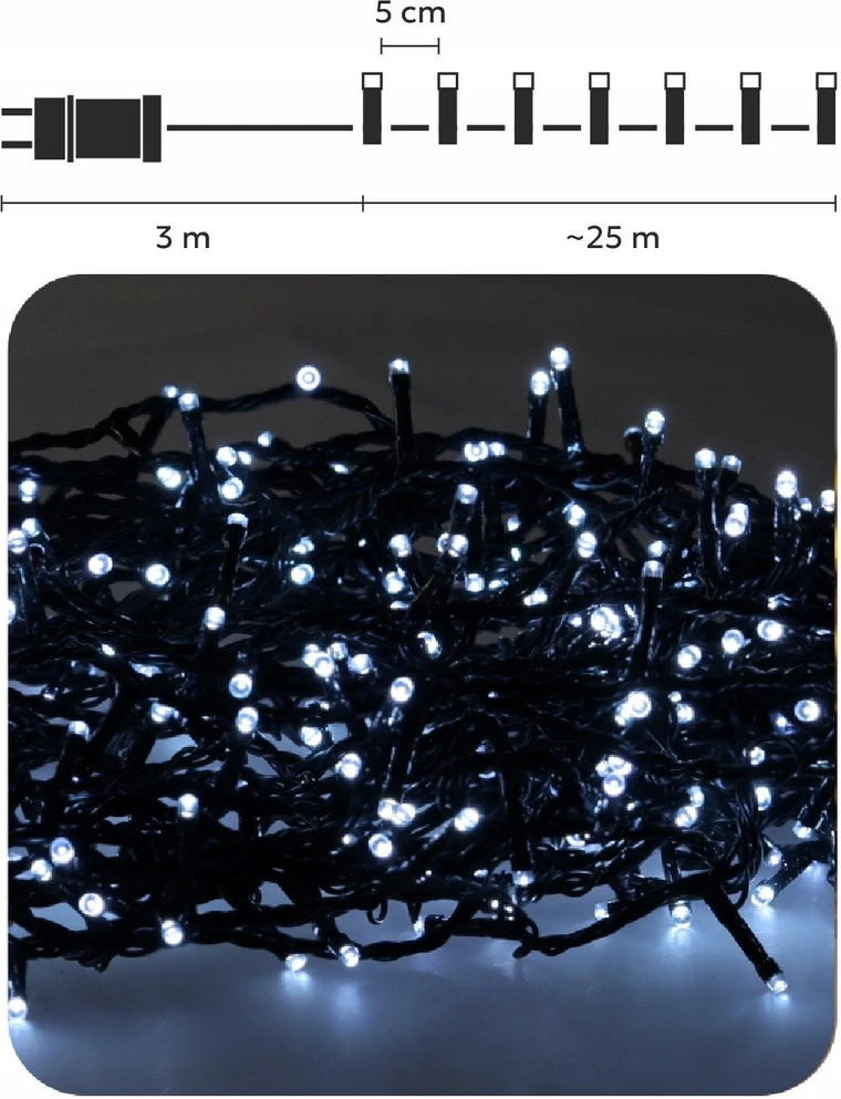 Extralink LED girlianda, 500 LED, 28 m, šaltai balta