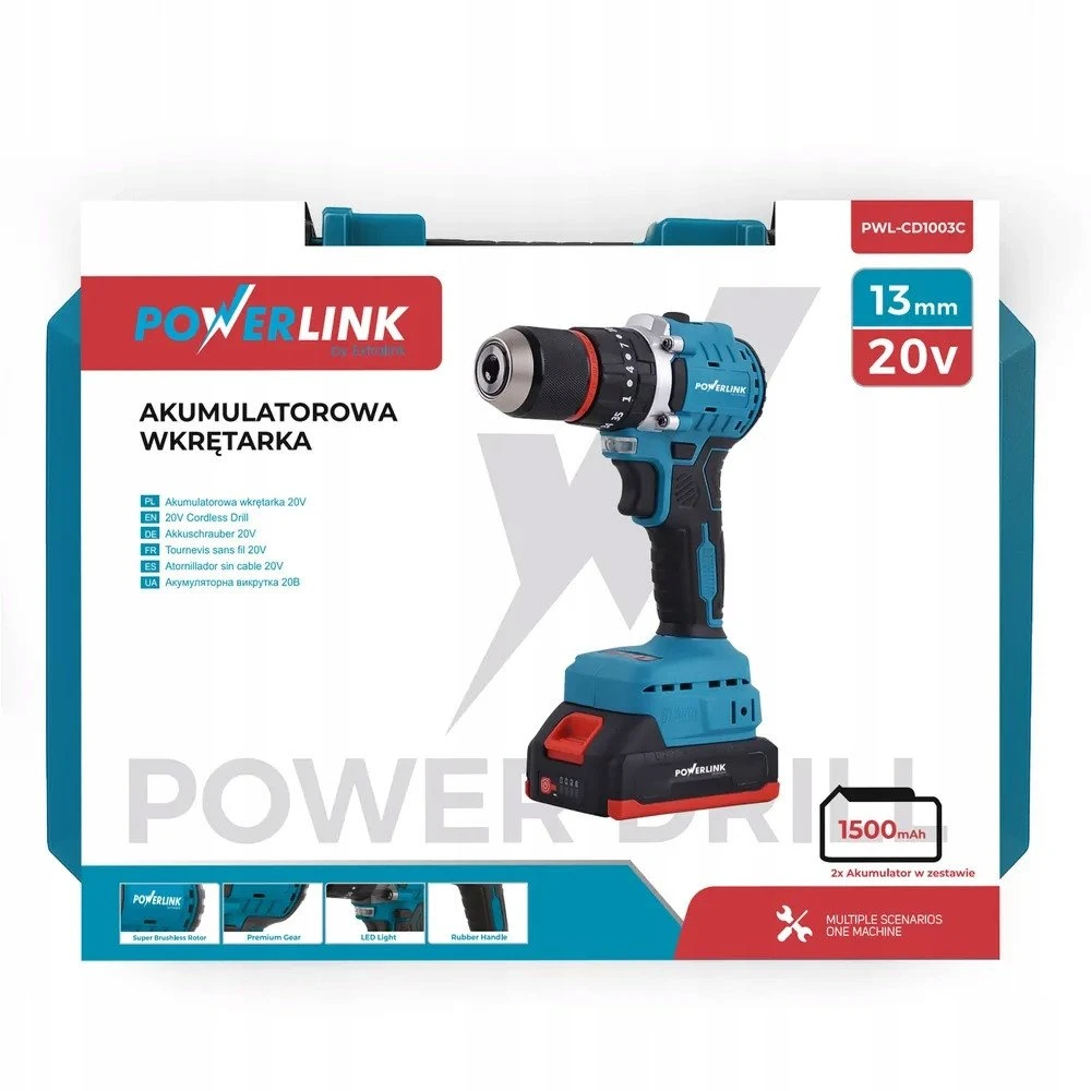 Extralink POWERLINK AKUMULIATORIUS WKR?TARKA PWL-CD1003C 13MM 20V 2X1,5AH