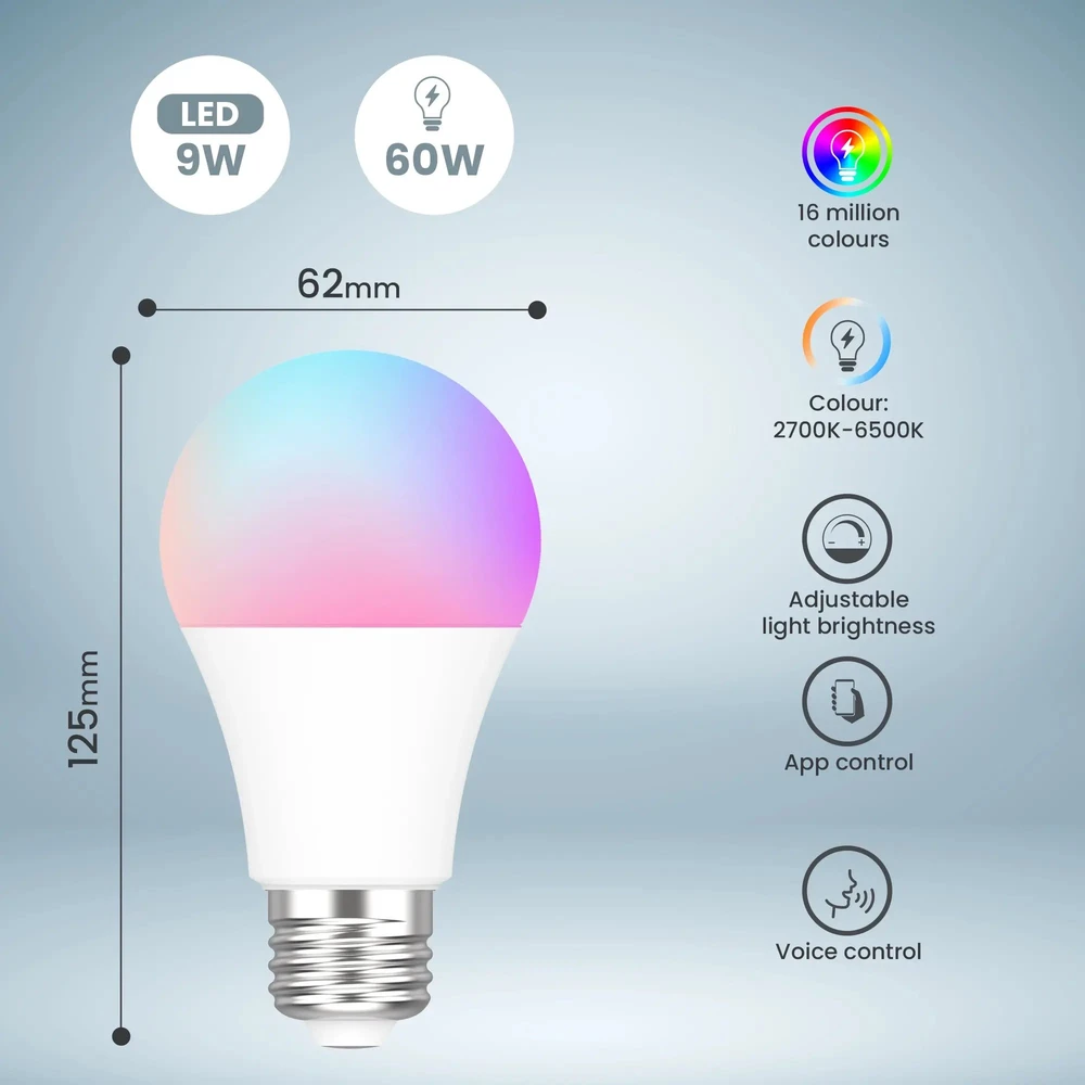 „Extralink Smartlife“ | LED lemputė | E27 A60 2700–6500K „WiFi“ 220–240 V, „Tuya“