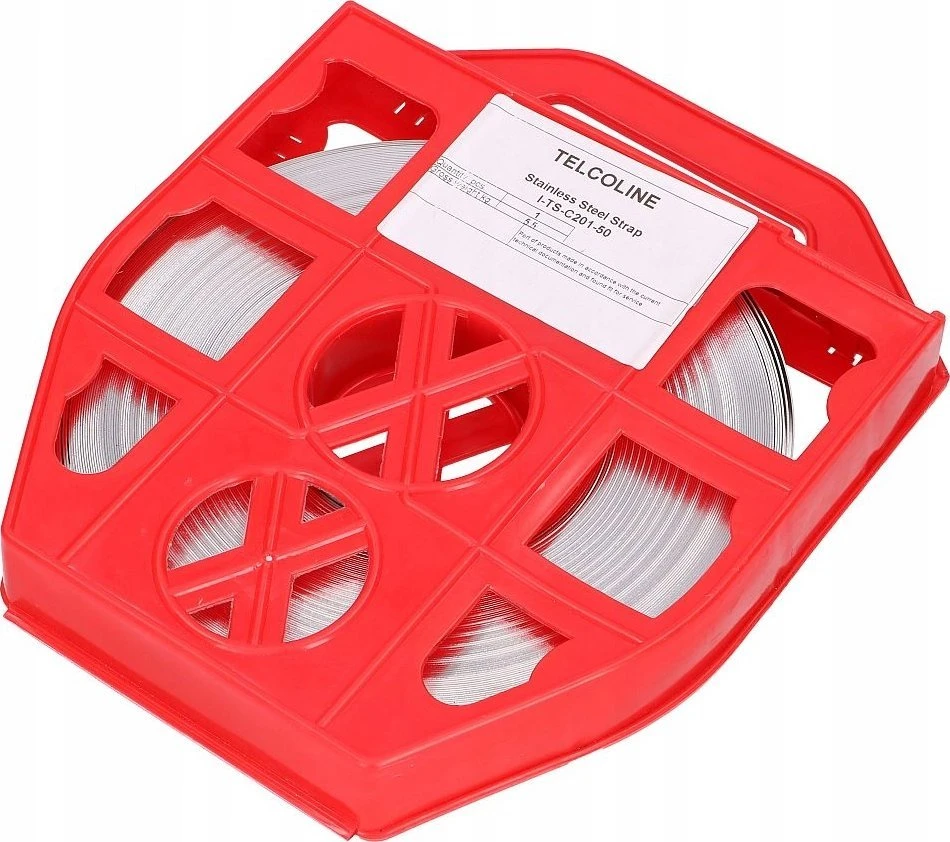 „Extralink SS201“ nerūdijančio plieno dirželis, 0,7 mm, tvirtinimui prie elektros stulpų, 10 mm x 0,7 mm, 50 m