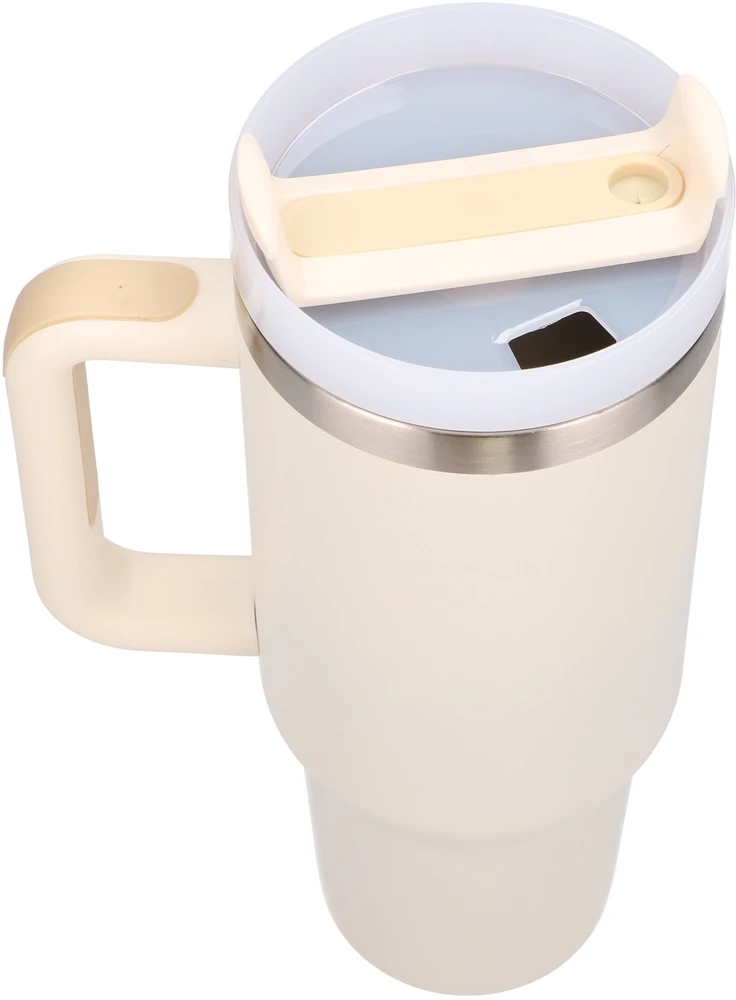 Extralink Juodas Forest | Termo puodelis ze słomką | termos su laikikliu 1200ml smėlio spalva