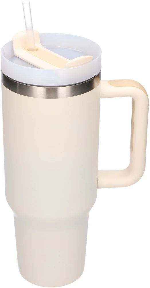 Extralink Juodas Forest | Termo puodelis ze słomką | termos su laikikliu 1200ml smėlio spalva