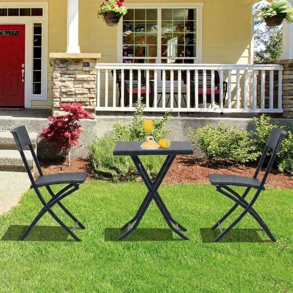 Extralink Small Juodas Forest Garden Furniture Set, Two Chairs + Juodas Table lauko baldų komplektas Juoda