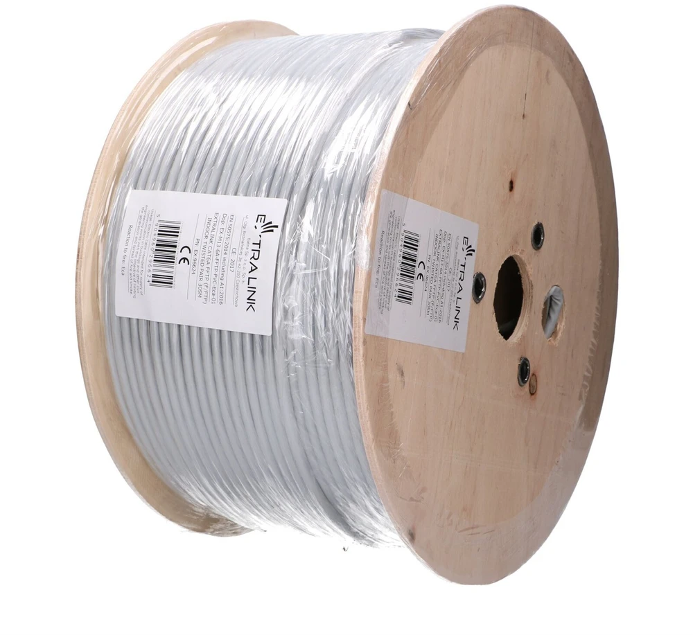 Extralink CAT6A FFTP (F/FTP) vidaus naudojimo vytos poros tinklo kabelis 305m
