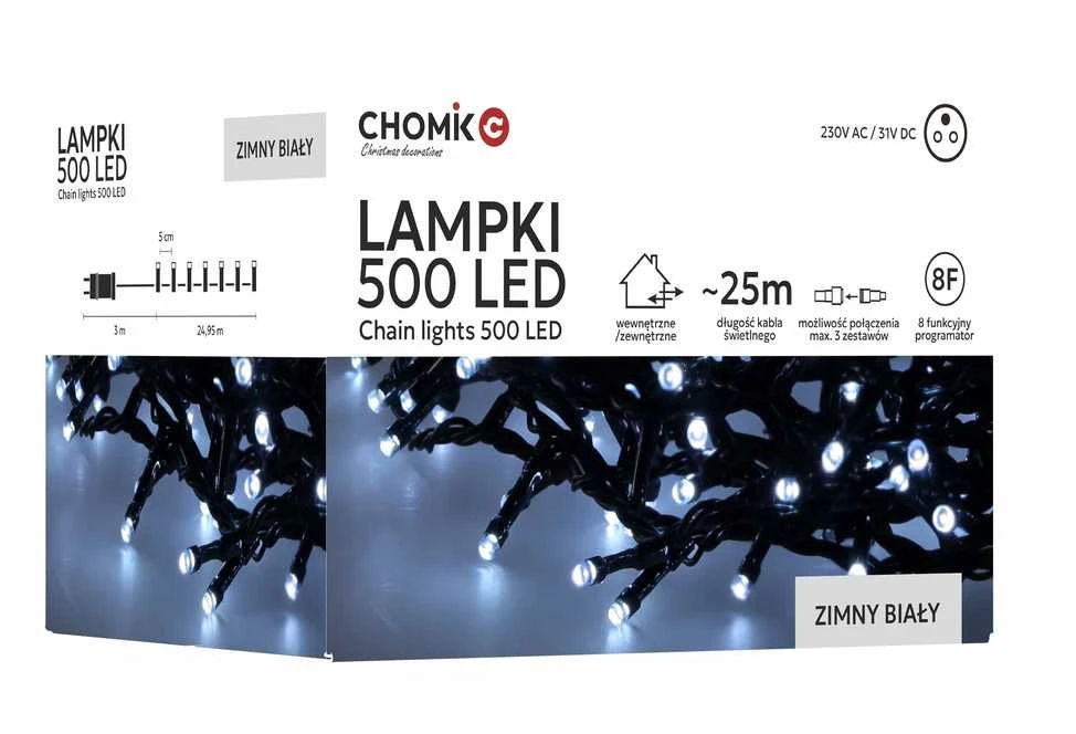 Extralink | LED žibintai | 500 l šalto vandens šildytuvas, ilgis 3 + 25 m, skirtas naudoti viduje/lauke