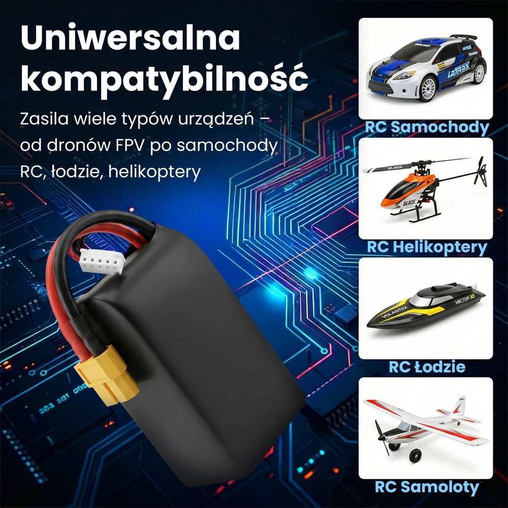 Extralink LiPo 4S 1550mAh XT60 130C | FPV RC dronų akumuliatorius | RC automobiliai, RC lėktuvai, nuotoliniu būdu valdomos RC transporto priemonės