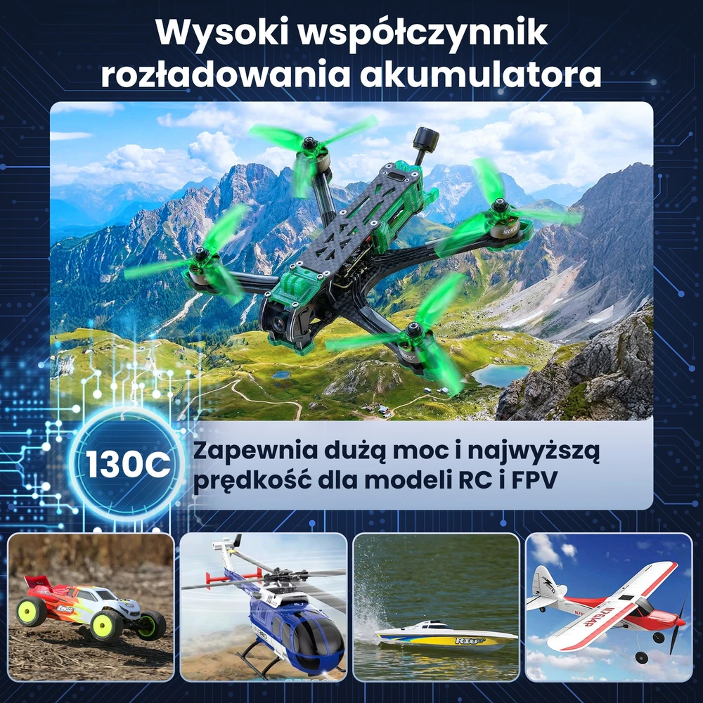 Extralink LiPo 4S 1550mAh XT60 130C | FPV RC dronų akumuliatorius | RC automobiliai, RC lėktuvai, nuotoliniu būdu valdomos RC transporto priemonės