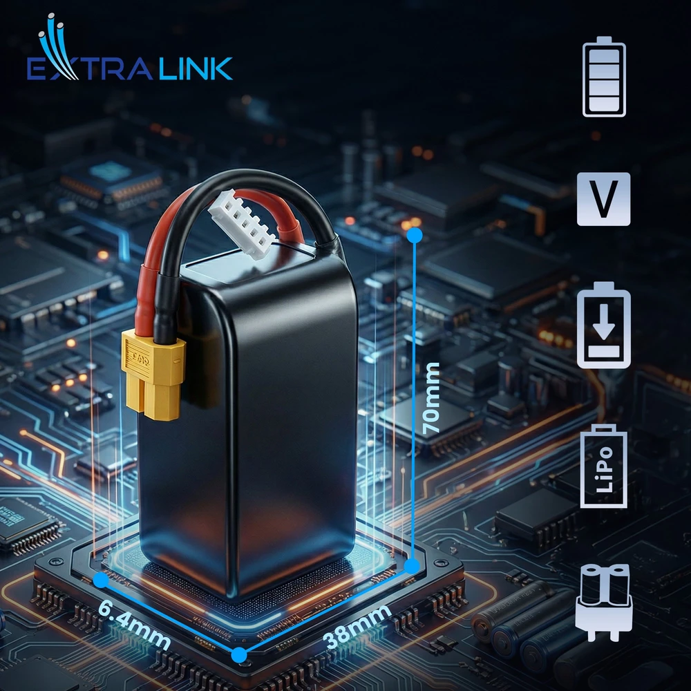 Extralink LiPo 4S 1550mAh XT60 130C | FPV RC dronų akumuliatorius | RC automobiliai, RC lėktuvai, nuotoliniu būdu valdomos RC transporto priemonės
