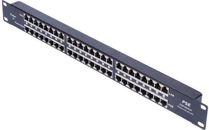 EXTRALINK 24 prievadų pasyvus PoE purkštukas / adapteris 10/100Mbps 12v ~ 48v DC stovas 19"