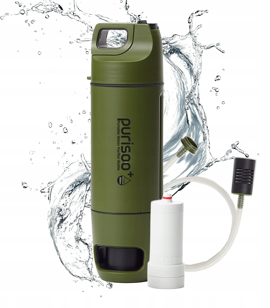Gertuvė Extralink Purisoo+ Zielona | Buteliukas su Systemem Filtrującym | su Pompką, 400ml, filtras UF + ACF