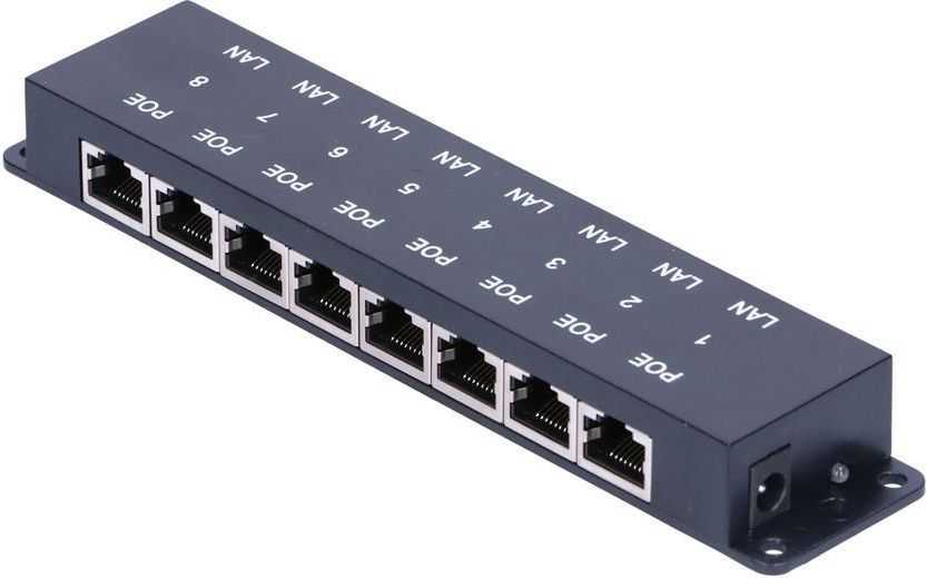 „Extralink“ 8 prievadų | PoE injektorius | 8x 100Mb/s RJ45