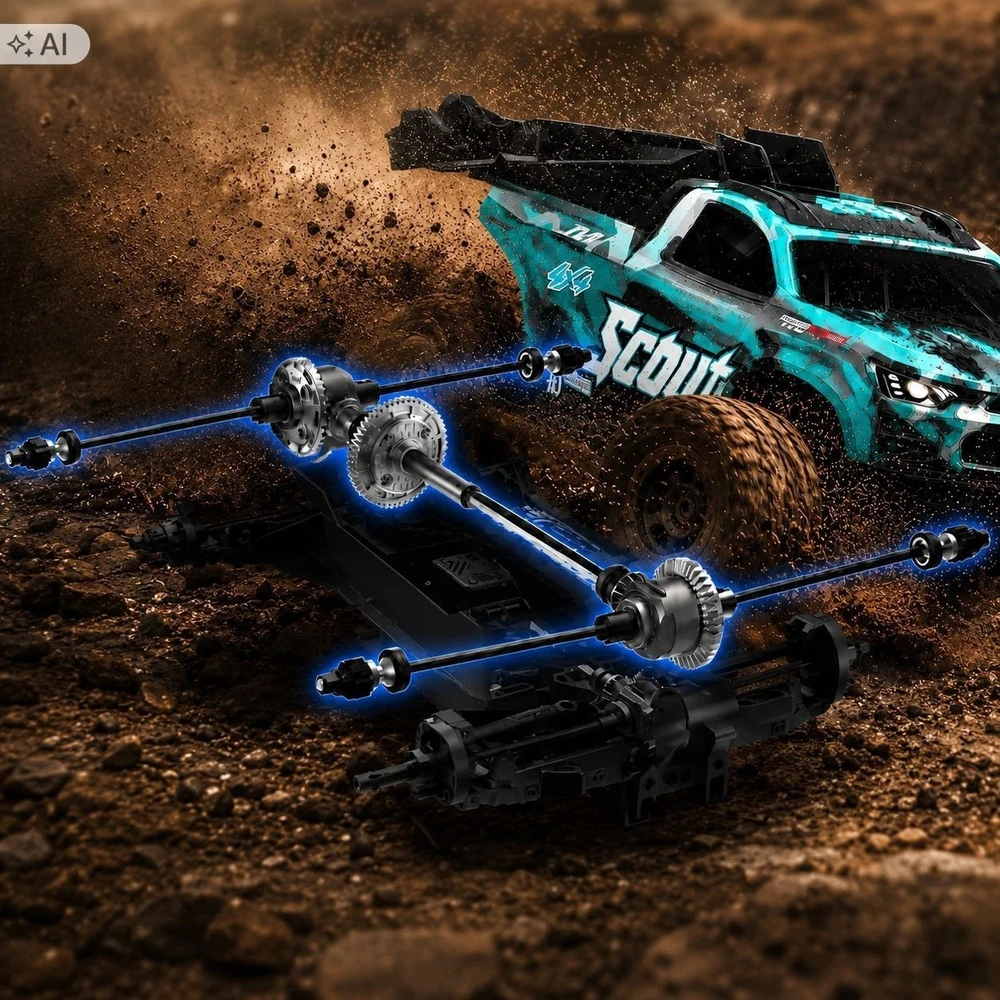 EXTRALINK RC SC10 remote-controlled car 1/10 brushless 4WD extreme truck mėlynas