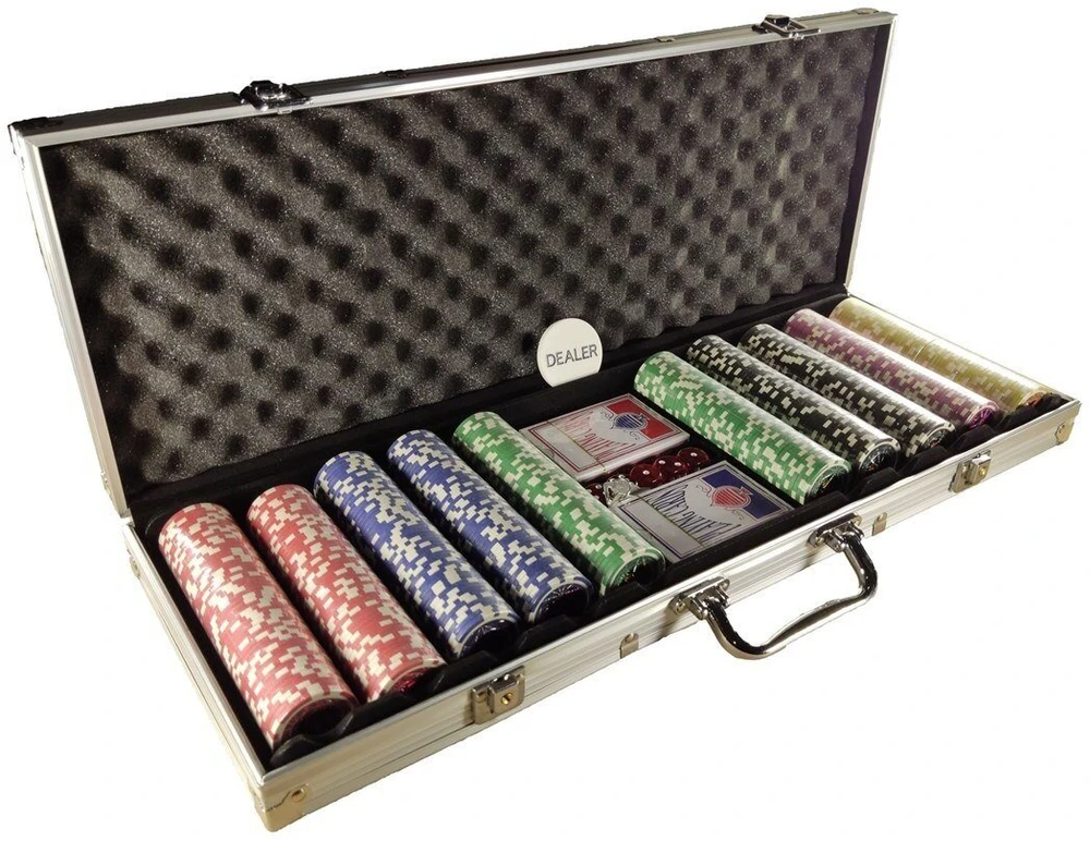 Extralink | Pokerio žaidimo rinkinys | 500 žetonų, 2 kortų kaladės, kauliukai, aliuminio lagaminas