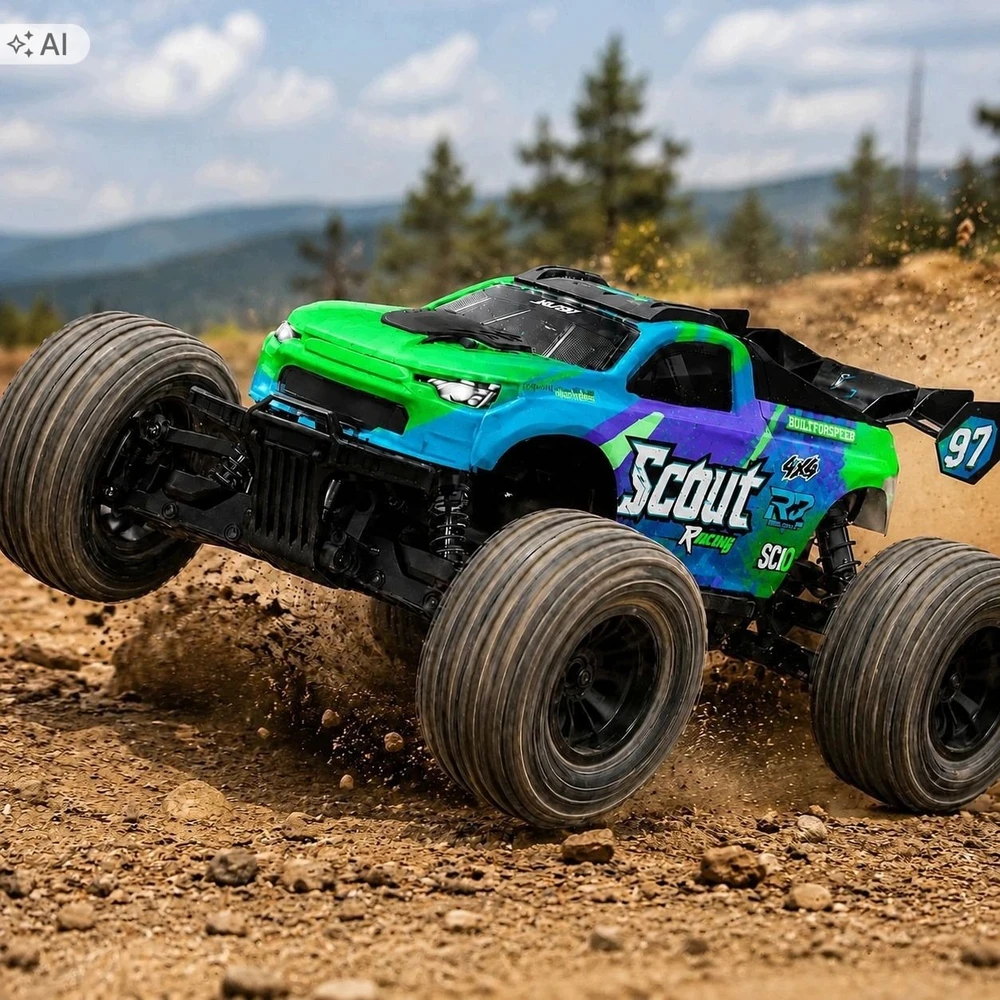 EXTRALINK RC SC10 REMOTE-CONTROLLED CAR 1/10 BRUSHLESS 4WD EXTREME TRUCK Žalias