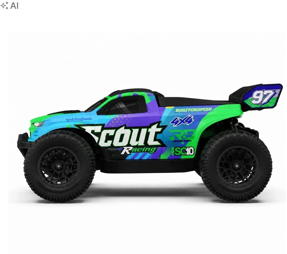 EXTRALINK RC SC10 REMOTE-CONTROLLED CAR 1/10 BRUSHLESS 4WD EXTREME TRUCK Žalias