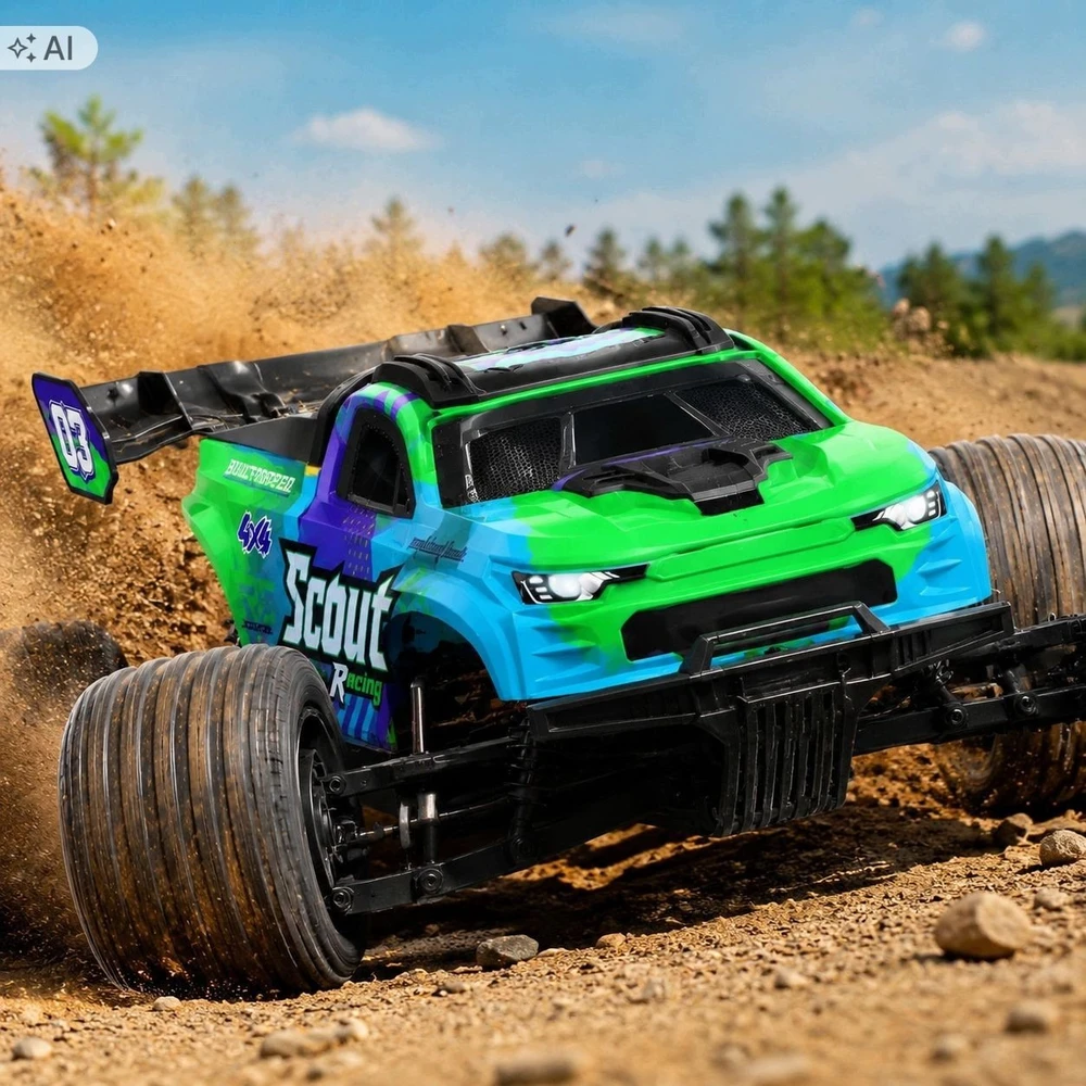 EXTRALINK RC SC10 REMOTE-CONTROLLED CAR 1/10 BRUSHLESS 4WD EXTREME TRUCK Žalias
