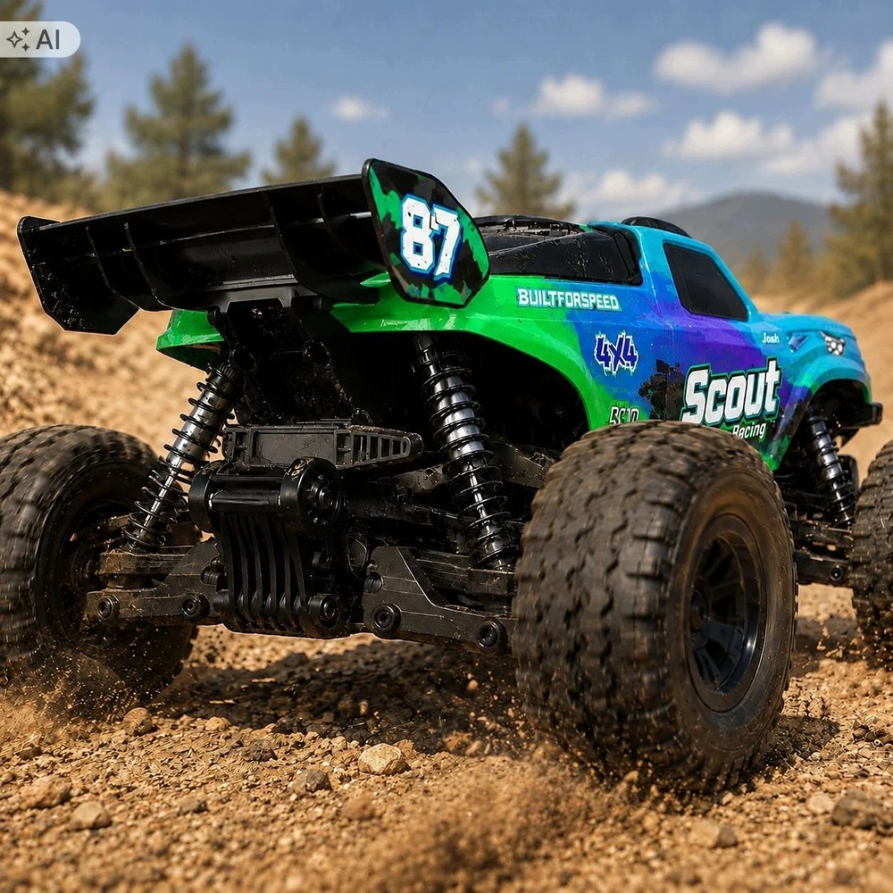 EXTRALINK RC SC10 REMOTE-CONTROLLED CAR 1/10 BRUSHLESS 4WD EXTREME TRUCK Žalias