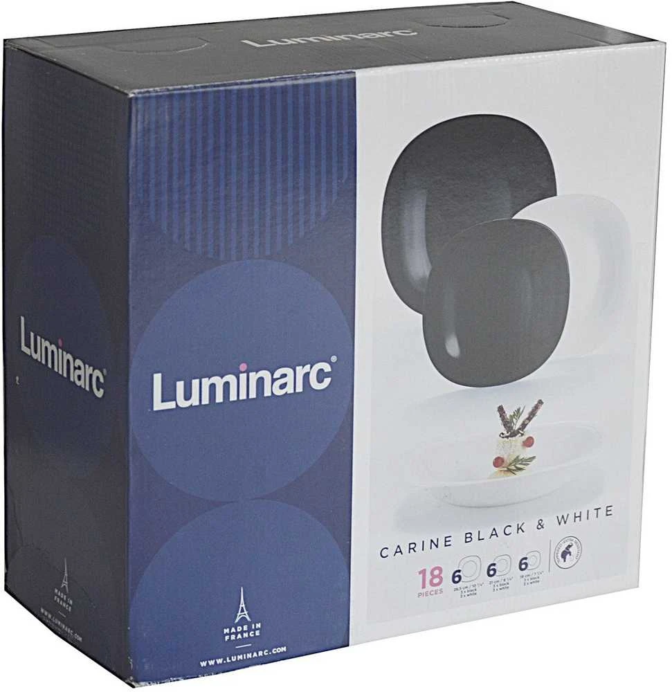 Extralink Carine Neo juodos vakarienės rinkinys & Baltas 18 dalių LUMINARC