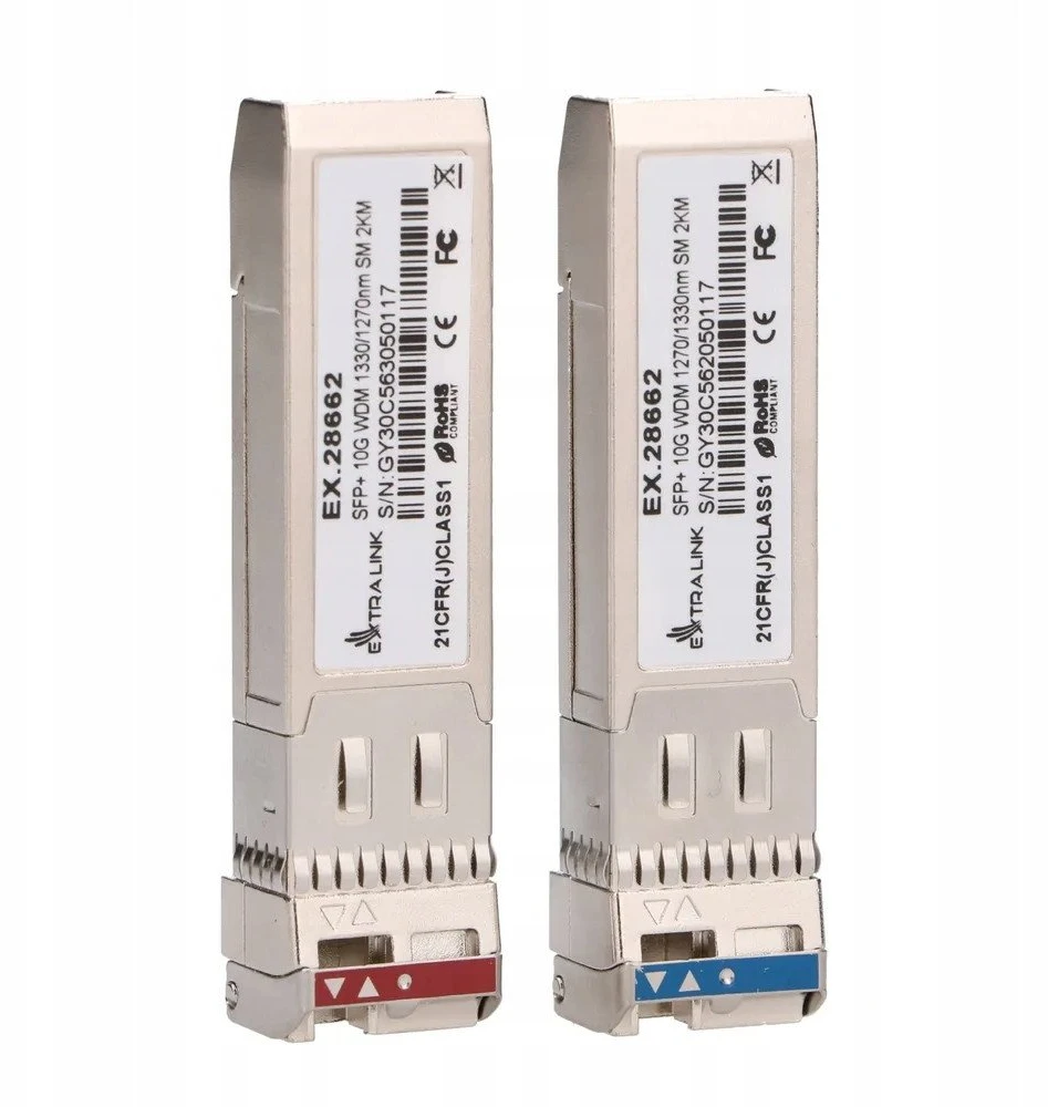 Šakotuvas Extralink SFP+ 10G | SFP+ WDM modulis | 10 Gbps 1270/1330 nm, vienmodis, 2 km, skirtas