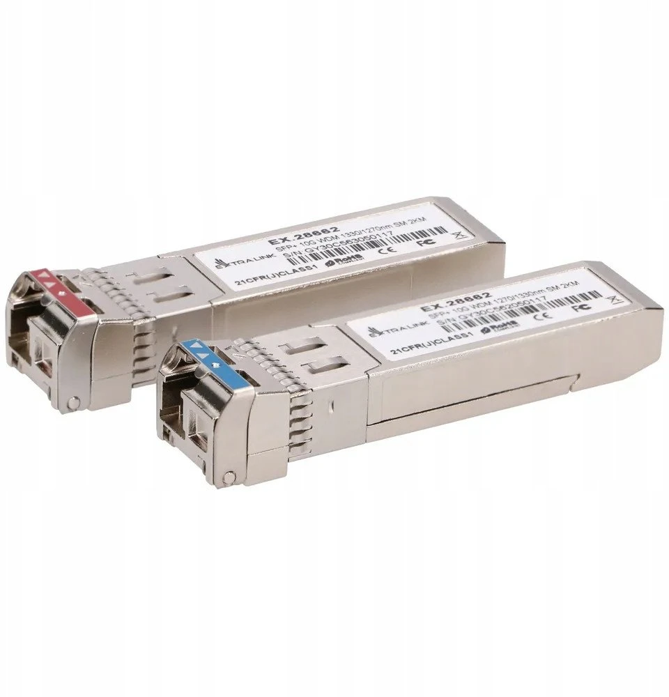 Šakotuvas Extralink SFP+ 10G | SFP+ WDM modulis | 10 Gbps 1270/1330 nm, vienmodis, 2 km, skirtas